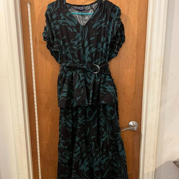 🐻Size M(8-10) - Scoop Vintage 80s Looking Blue and Black Dress - Picture 1 of 6